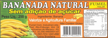 Bananada Natural sem Adição de Açúcar - Pacote 250g - Fumel
